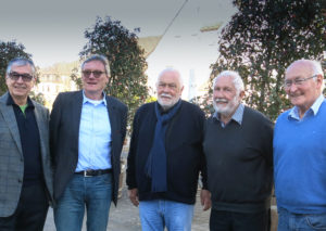 Querdenker: die ehemaligen Freiburger Stadtplaner Adalbert Häge, Wulf Daseking, Bernhard Utz, Paul Bert und Klaus Humpert (von links). Foto: Zurbonsen