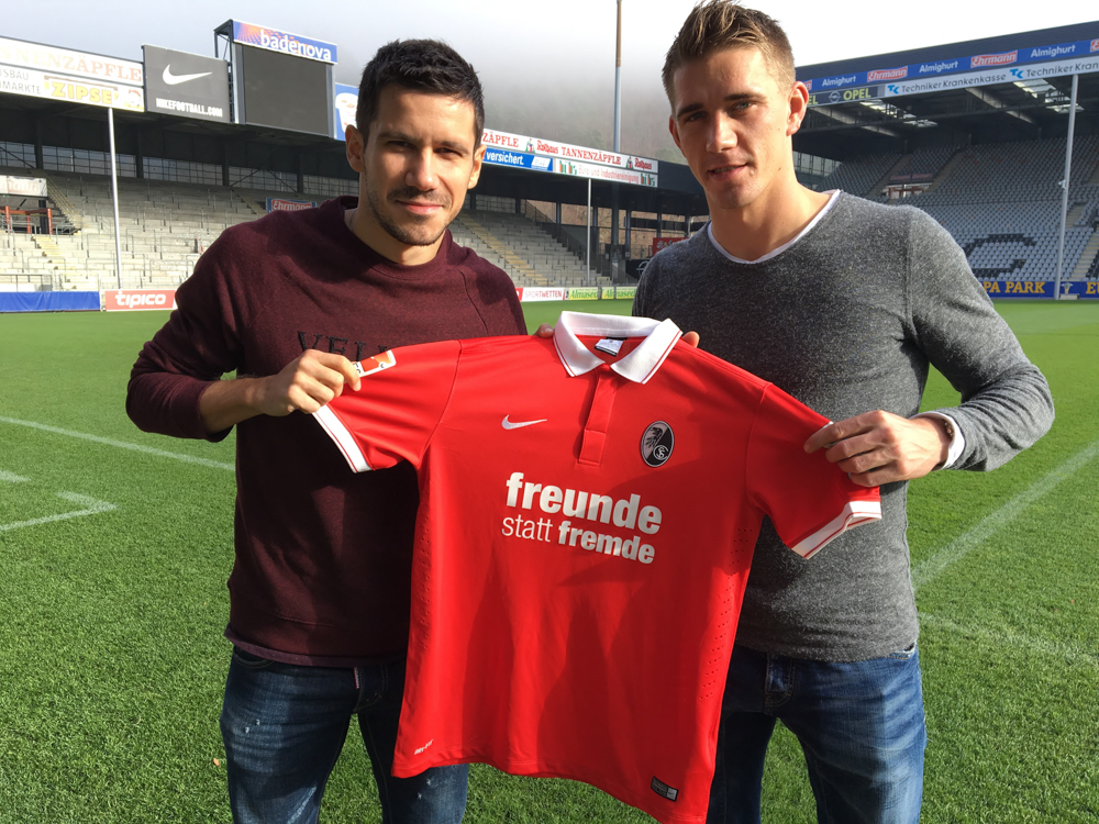 Die Spieler Mensur Mujdza (links) und Nils Petersen (rechts). Foto: SCF