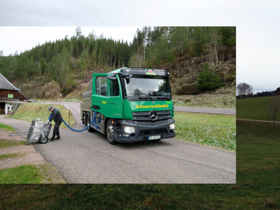 Milchsammelwagen unterwegs im Schwarzwald