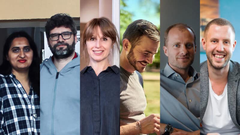 Haben im Jahr 2020 ihr Unternehmen gegründet: Abda und Michael Hitz, Raquel Neubig, Marco Gutjahr, Maximilian Wagner und Andreas Müller (von links).