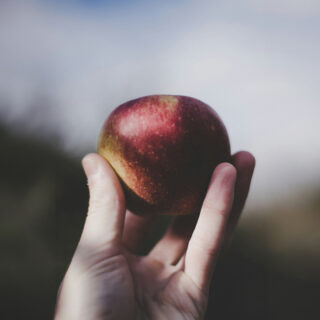 Hand mit Apfel